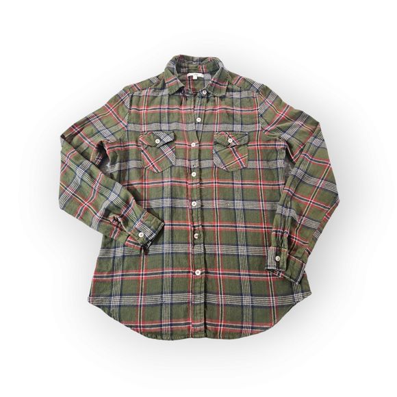 Marisol Shirt Medium Green Multicolor Flannel Button-Up 100% Cotton Casual Work - Picture 1 of 9